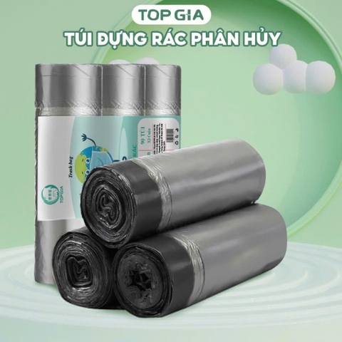 Bịch 3 cuộn túi đựng rác tự phân hủy TOPGIA size 45x50cm [BH: NONE]