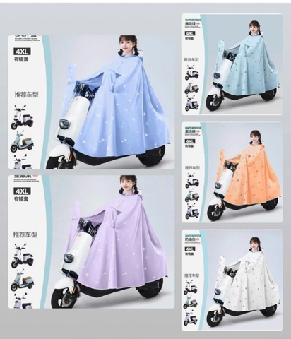 Áo mưa xe điện hàng Trung nửa trước trong suốt HOA TUYẾT [BH: NONE]