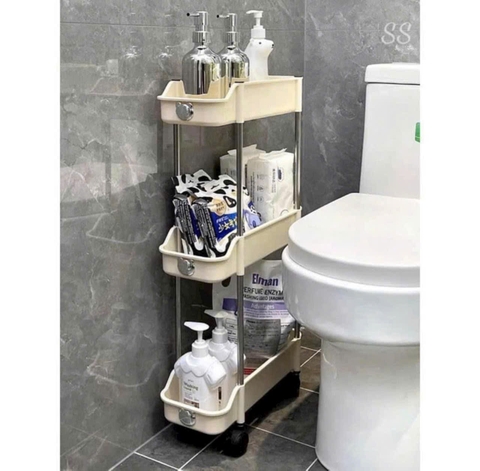Kệ  SG-33B nhà tắm, kệ đựng dầu gội sữa tắm 3 tầng có bánh xe góc HẸP mẫu mới [BH: NONE]