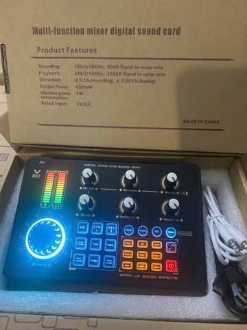 Soundcard livetream TikTok cho điện thoại mẫu V8 kèm đèn led siêu đẹp [BH 6 tháng]