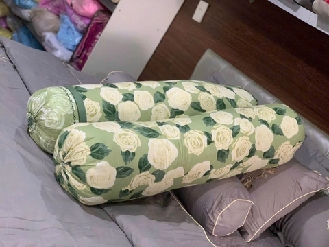 Gối ôm cotton poly họa tiết hoa lá [BH: NONE] 1l1b12