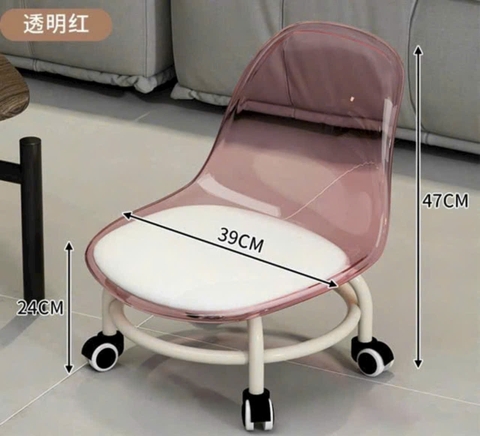 Ghế ngồi nhỏ cho bé nhựa trong suốt có bánh xe, xoay được- nhiều màu tùy lô [BH: NONE] 1l9c11