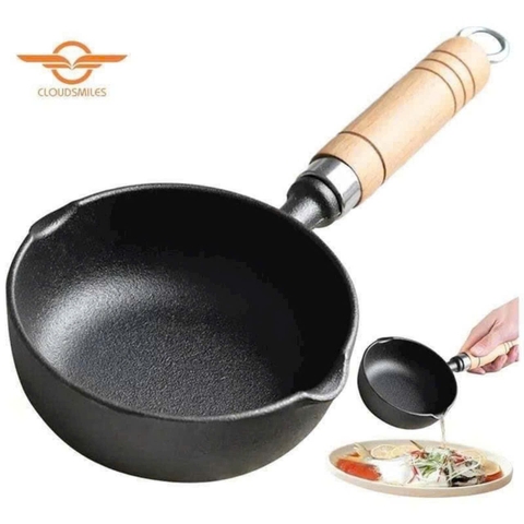 Chảo mini nấu nước sốt tay cầm cán gỗ chống nóng [BH: NONE] 1l9d11