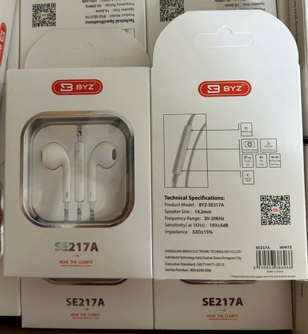 Tai nghe có dây 3.5 BYZ SE217A mẫu logo táo chính hãng [BH: 3 tháng]