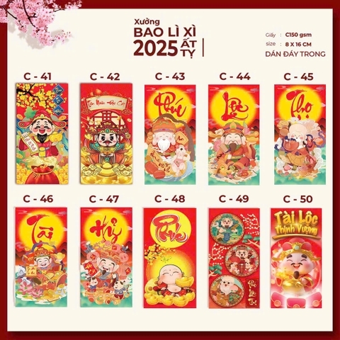 Combo 100 bao lì xì TẾT 2025 - MẪU NGẪU NHIÊN [BH: NONE]