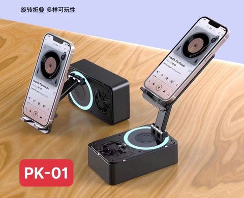 Loa bluetooth PK-01 / XM-098 Better Bass loa kiêm giá đỡ điện thoại kèm đèn led siêu đẹp [BH 1 Tháng]
