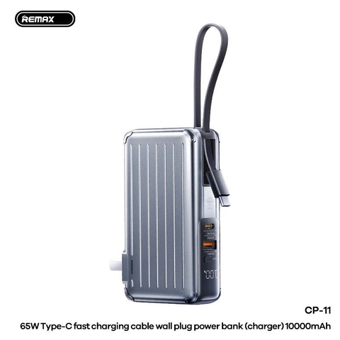 Pin sạc dự phòng REMAX CP-11 sạc nhanh 65w+QC3.0 10.000 kiêm sạc AC kèm dây cáp Type c chính hãng [Bh 1 Năm]