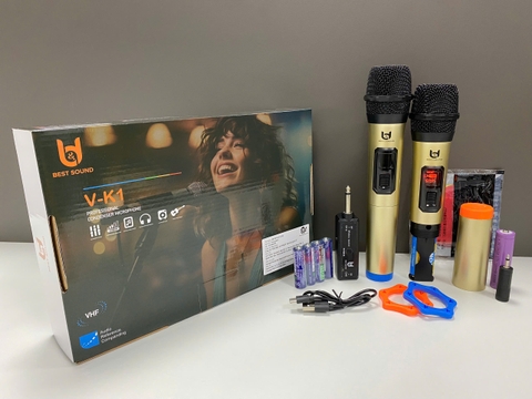 Bộ 2 micro đa năng không dây BEST SOUND V- K1 mẫu mic siêu hay dùng cho mọi loa kéo [BH 3 Tháng]
