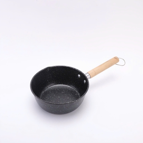 Chảo chống dính size 18cm vân đá cán gỗ có móc treo [BH: NONE]