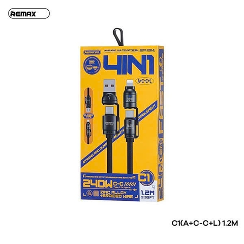 Cáp sạc nhanh 240w REMAX C1 đa năng 4 đầu A+C, A+L, C+C, C+L siêu tiện lợi [BH 1 Năm]