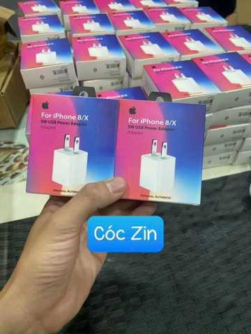 Cóc sạc 5W iPhone 8/ X Zin fullbox hộp màu (cóc 1 cổng USB) [BH: 3 THÁNG] 5l9c11