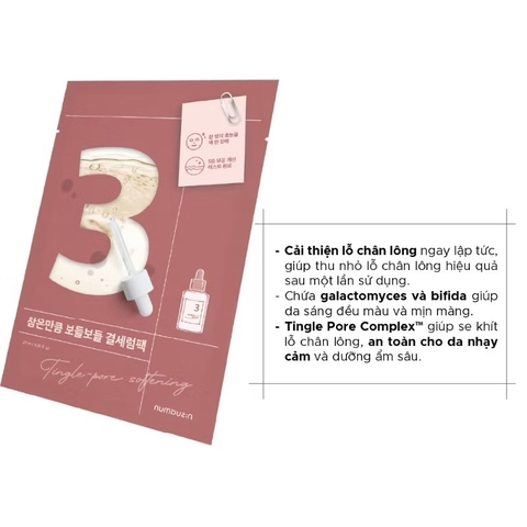 Mặt nạ giấy thu nhỏ lỗ chân lông Numbuzin No.3 Tingle-Pore Softening Sheet