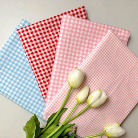Vải Thô cotton caro - DIY, trang trí, decor, quần áo, đầm (dài 1m, khổ 1.45m, vải cắt liền)
