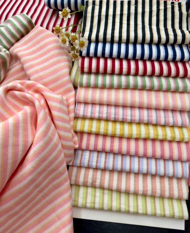 Vải Cotton hàn (đũi lạnh) sọc - may bộ, đầm, handmade, decor (dài 1m, khổ 1m6, vải cắt liền)
