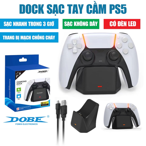 Đế sạc nhanh dock sạc đôi tay cầm PS5 DOBE cho Dualsense Controller PlayStation 5