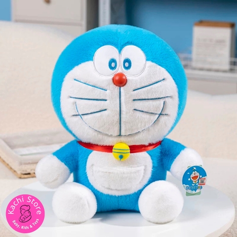 28cm - 30cm Doraemon nhồi bông mềm mịn lông xù cho bé, Doremon ngồi xinh xắn