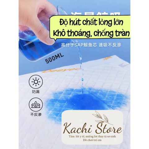 Deeyeo Tấm lót thay tã chống thấm 60x90cm cho bé, tấm lót sản dịch cho mẹ sau sinh, lót giường người già