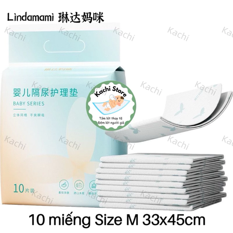 Tấm lót thay tã chống thấm cho bé sơ sinh Lindamami mỏng vừa dùng 1 lần