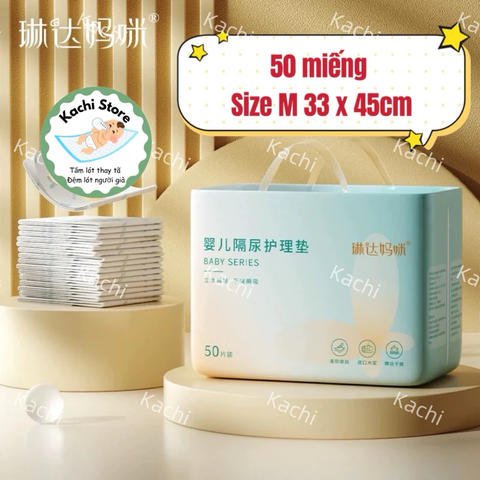 Tấm lót thay tã chống thấm cho bé sơ sinh Lindamami mỏng vừa dùng 1 lần