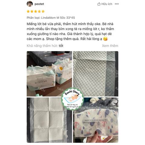 Tấm lót thay tã chống thấm cho bé sơ sinh Lindamami mỏng vừa dùng 1 lần