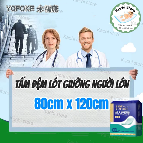 15 tấm đệm lót giường size to 80x120cm (loại dày) cho người già, miếng lót nước tiểu, đệm y khoa thay tã chống thấm