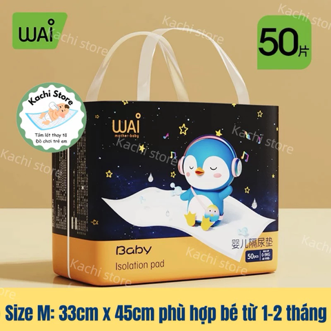 WAI Miếng Lót Chống Thấm Cho Bé Thay Tã Bỉm Wai, Tấm Lót Dùng 1 Lần