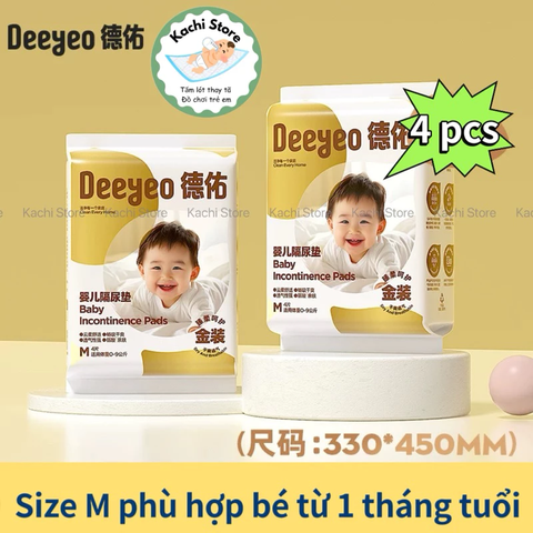 Deeyeo Lẻ 4 miếng Tấm lót thay tã chống thấm dùng 1 lần cho bé