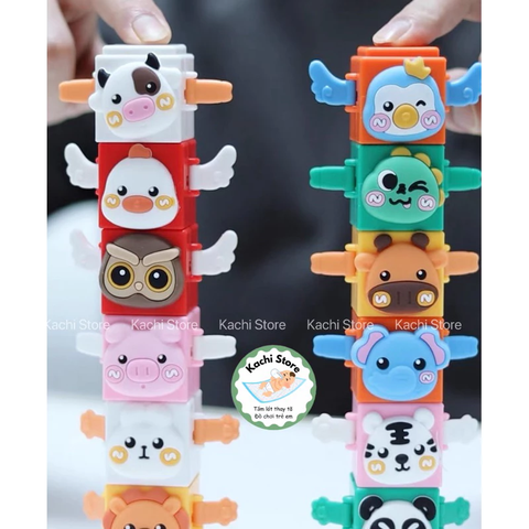 hộp đồ chơi khối xếp chồng jenga, 12 khối nhấn vui nhộn cho bé, đồ chơi tương tác