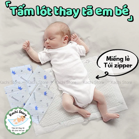 Deeyeo miếng lẻ - Tấm lót thay tã bỉm cho em bé dùng 1 lần chống thấm chống tràn