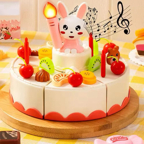 Bộ Đồ Chơi Cắt Bánh Kem Sinh Nhật 43 Món Có Nhạc Và Đèn, đồ chơi giả vờ, đồ chơi nhập vai gia đình cho bé