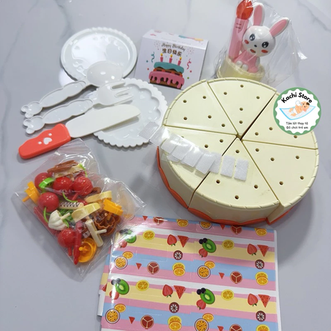 Bộ Đồ Chơi Cắt Bánh Kem Sinh Nhật 43 Món Có Nhạc Và Đèn, đồ chơi giả vờ, đồ chơi nhập vai gia đình cho bé