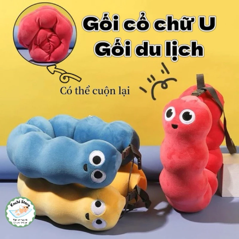 Gối cổ chữ U, gối Foam đàn hồi, gối du lịch xách tay, gối ngủ văn phòng dễ thương