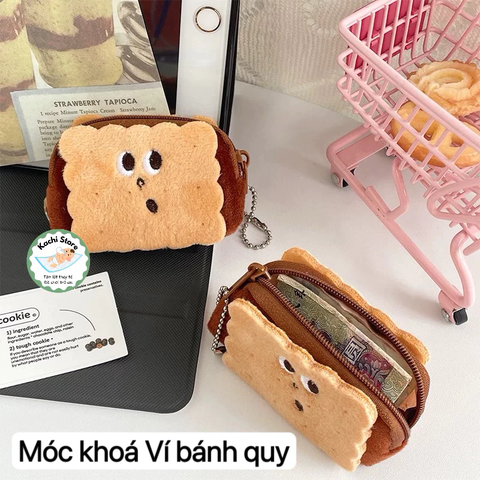 Ví nhỏ hình bánh quy dễ thương, bao vải đựng tai nghe phụ kiện