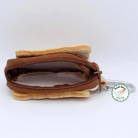 Ví nhỏ hình bánh quy dễ thương, bao vải đựng tai nghe phụ kiện