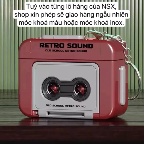 Móc khoá ghi âm, máy ghi âm mini retro có thể ghi âm 15-20 giây, Móc Khóa Máy Cassette Phát Nhạc