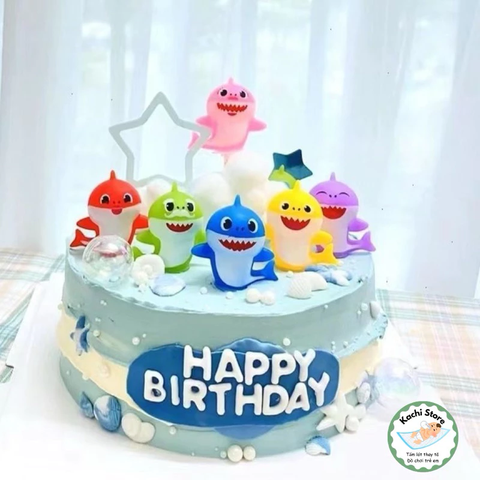 Set mô hình 8 con cá mập BABY SHARK trang trí dễ thương, mô hình nhựa, Mô Hình Đồ Chơi Búp Bê Quà Tặng Sinh Nhật Trẻ Em