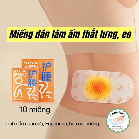 10 miếng dán EO THẮT LƯNG WECAN làm ấm giảm đau thắt lưng, eo tinh chất thảo dược
