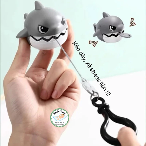 Móc khoá cá mập cắn cáp có dây cót hottrend, đồ chơi độc lạ, móc khoá cá mập cắn dây sáng tạo