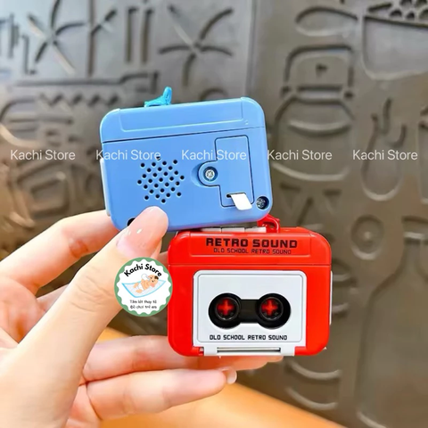 Móc khoá ghi âm, máy ghi âm mini retro có thể ghi âm 15-20 giây, Móc Khóa Máy Cassette Phát Nhạc