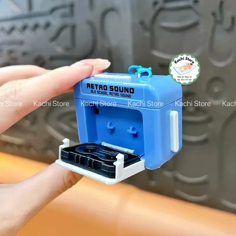 Móc khoá ghi âm, máy ghi âm mini retro có thể ghi âm 15-20 giây, Móc Khóa Máy Cassette Phát Nhạc