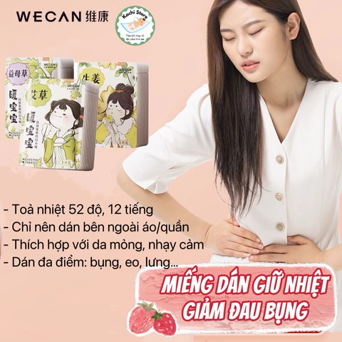miếng dán GIẢM ĐAU BỤNG KINH chườm nóng thảo dược WECAN giảm đau nhức, giữ nhiệt