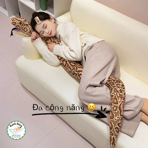 Rắn nhồi bông khổng lồ mềm mịn, đồ chơi rối tay độc lạ
