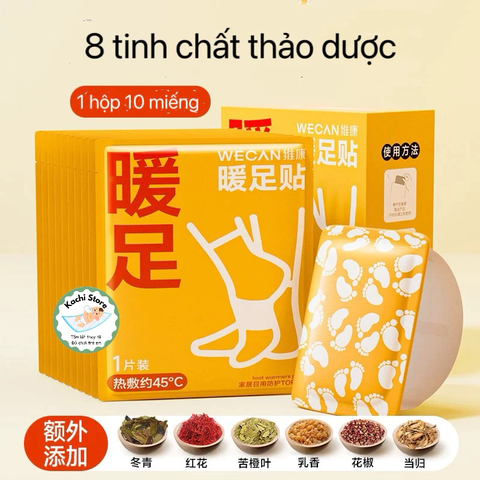 Miếng Đeo Bàn Chân (không keo dán) Sưởi Ấm Giữ Nhiệt WECAN tinh chất thảo dược, chống lạnh