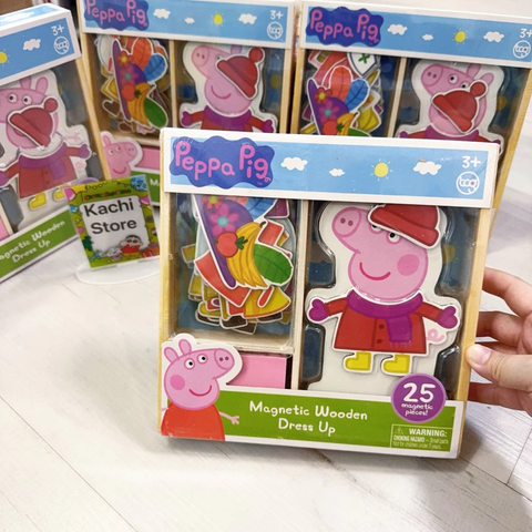 Đồ chơi ghép hình nam châm thay trang phục cho Heo Peppa hộp gỗ 25 chi tiết nam châm