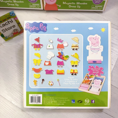 Đồ chơi ghép hình nam châm thay trang phục cho Heo Peppa hộp gỗ 25 chi tiết nam châm