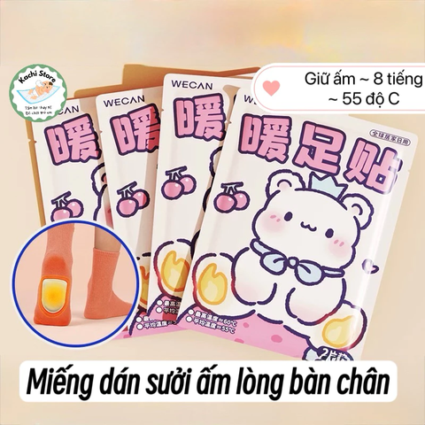 1 đôi - miếng dán giữ ấm lòng bàn chân, giữ nhiệt sưởi ấm Wecan tinh chất thảo dược