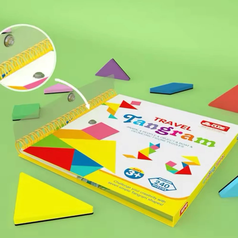 240 câu đố - Đồ chơi Xếp hình xốp nam châm Tangram travel 240 câu đố có kèm sách - Đồ chơi giáo dục montessori cho bé