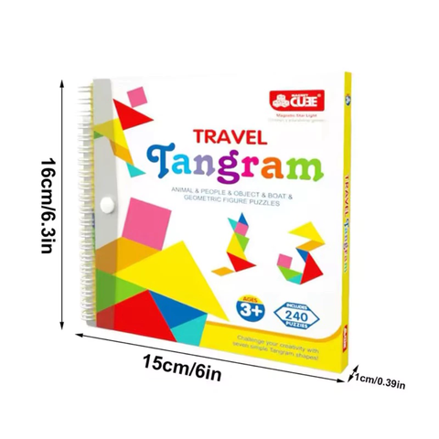 240 câu đố - Đồ chơi Xếp hình xốp nam châm Tangram travel 240 câu đố có kèm sách - Đồ chơi giáo dục montessori cho bé