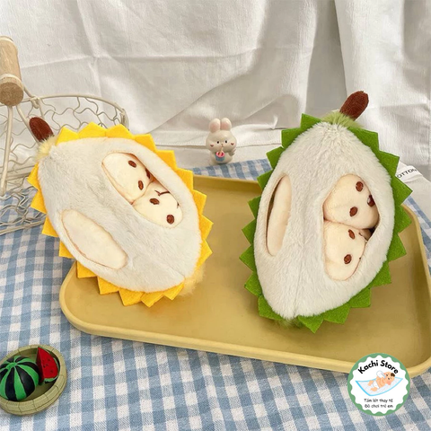 Móc khoá đồ chơi Sầu Riêng nhồi bông múi rời, đồ chơi giảm căng thẳng, quà tặng trang trí dễ thương