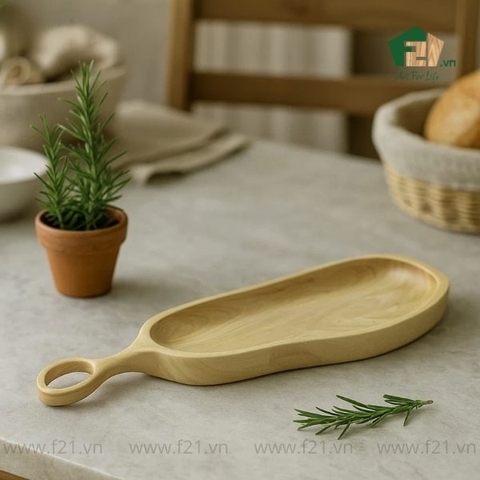 Đĩa bày món gỗ tự nhiên có lỗ treo